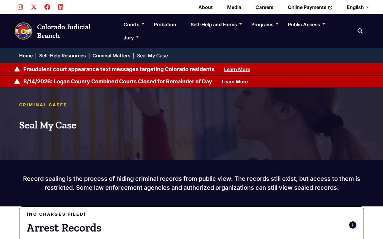 Colorado sealing information for Jackson County busted mugshot records